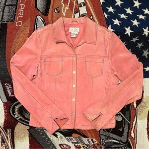 Vintage Live A Little Women’s Pink Suede Leather Jacket (M)